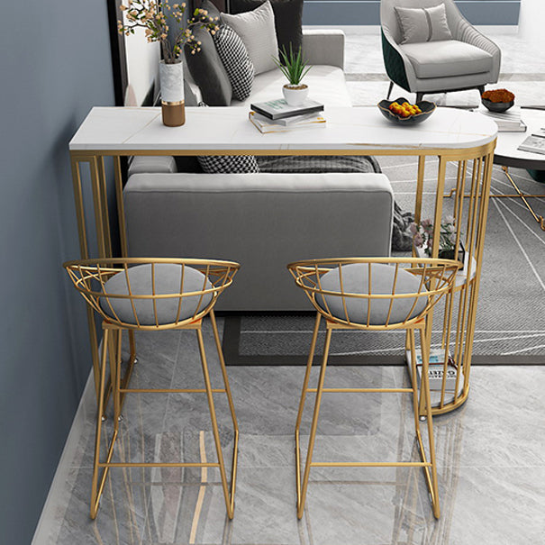 Glam Style Bar Table Stone Top Iron Base Pub Table with Shelf for Living Room, Only Table Clearhalo 'Bar Furniture' 'Bar Tables' 'bar_tables' 'furn' 'furn_bar_tables' 'Furniture' 'furniture_bar_tables' 'Kitchen & Dining Furniture' 4875202