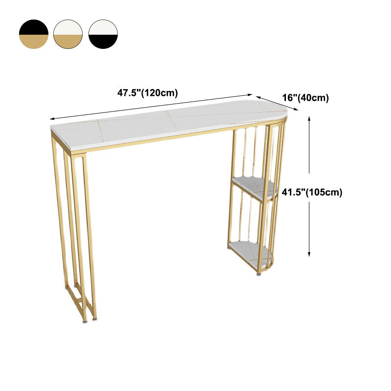 Glam Style Bar Table Stone Top Iron Base Pub Table with Shelf for Living Room, Only Table Clearhalo 'Bar Furniture' 'Bar Tables' 'bar_tables' 'furn' 'furn_bar_tables' 'Furniture' 'furniture_bar_tables' 'Kitchen & Dining Furniture' 4875207