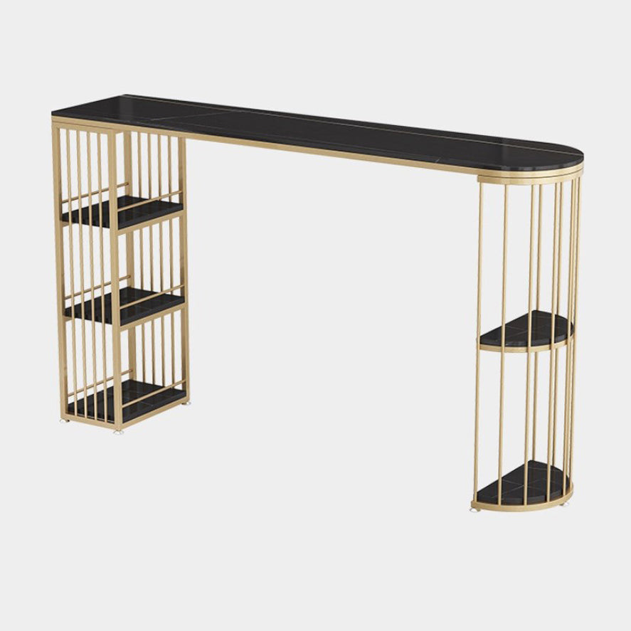 Contemporary Bar Table Artificial Stone Top 42-inch Height Pub Table for Dining Room Black-Gold Without Chairs Clearhalo 'Bar Furniture' 'Bar Tables' 'bar_tables' 'furn' 'furn_bar_tables' 'Furniture' 'furniture_bar_tables' 'Kitchen & Dining Furniture' 4875214