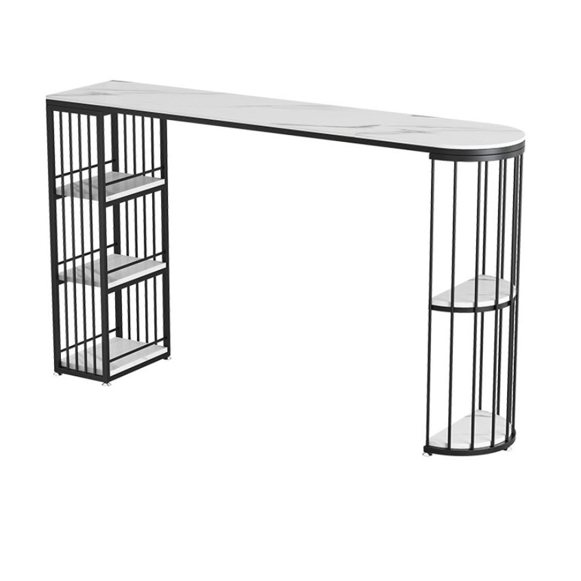 Contemporary Bar Table Artificial Stone Top 42-inch Height Pub Table for Dining Room White-Black Without Chairs Clearhalo 'Bar Furniture' 'Bar Tables' 'bar_tables' 'furn' 'furn_bar_tables' 'Furniture' 'furniture_bar_tables' 'Kitchen & Dining Furniture' 4875216