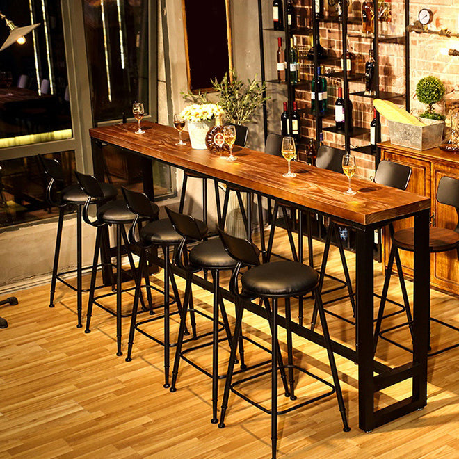 Industrial Style Wood Top Counter Table 42-inch Height Table for Restaurant 86.6"L x 15.7"W x 41.3"H Without Chairs Clearhalo 'Bar Furniture' 'Bar Tables' 'bar_tables' 'furn' 'furn_bar_tables' 'Furniture' 'furniture_bar_tables' 'Kitchen & Dining Furniture' 4875231