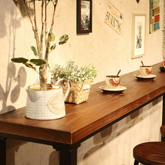 Industrial Style Wood Top Counter Table 42-inch Height Table for Restaurant Clearhalo 'Bar Furniture' 'Bar Tables' 'bar_tables' 'furn' 'furn_bar_tables' 'Furniture' 'furniture_bar_tables' 'Kitchen & Dining Furniture' 4875238