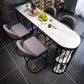 Industrial Iron Bar Dining Table White Stone Top Indoor Bistro Table with Shelf 70.9"L x 15.7"W x 41.3"H Black Without Chairs Clearhalo 'Bar Furniture' 'Bar Tables' 'bar_tables' 'furn' 'furn_bar_tables' 'Furniture' 'furniture_bar_tables' 'Kitchen & Dining Furniture' 4875251