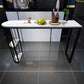 Industrial Iron Bar Dining Table White Stone Top Indoor Bistro Table with Shelf 63"L x 15.7"W x 41.3"H Black Without Chairs Clearhalo 'Bar Furniture' 'Bar Tables' 'bar_tables' 'furn' 'furn_bar_tables' 'Furniture' 'furniture_bar_tables' 'Kitchen & Dining Furniture' 4875253