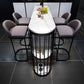 Industrial Iron Bar Dining Table White Stone Top Indoor Bistro Table with Shelf 55.1"L x 15.7"W x 41.3"H Black Without Chairs Clearhalo 'Bar Furniture' 'Bar Tables' 'bar_tables' 'furn' 'furn_bar_tables' 'Furniture' 'furniture_bar_tables' 'Kitchen & Dining Furniture' 4875254