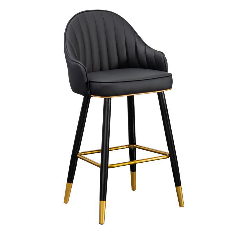Scandinavian Living Room Armed Stool Matte Finish Leather Barstool Black 1 Piece Clearhalo 'Bar Furniture' 'Bar Stools' 'bar_stools' 'furn' 'furn_bar_stools' 'Furniture' 'furniture_bar_stools' 'Kitchen & Dining Furniture' 4875290