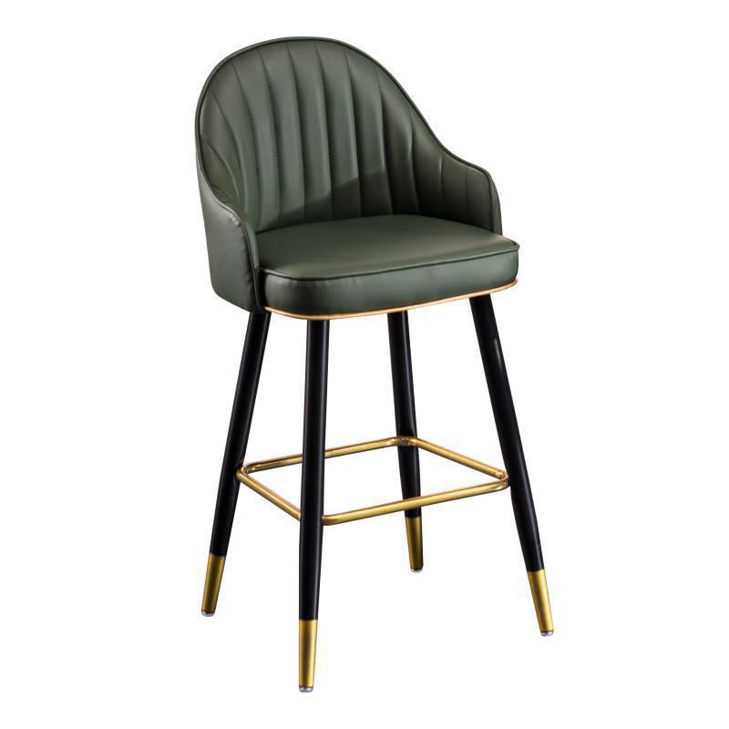 Scandinavian Living Room Armed Stool Matte Finish Leather Barstool Blackish Green 1 Piece Clearhalo 'Bar Furniture' 'Bar Stools' 'bar_stools' 'furn' 'furn_bar_stools' 'Furniture' 'furniture_bar_stools' 'Kitchen & Dining Furniture' 4875292