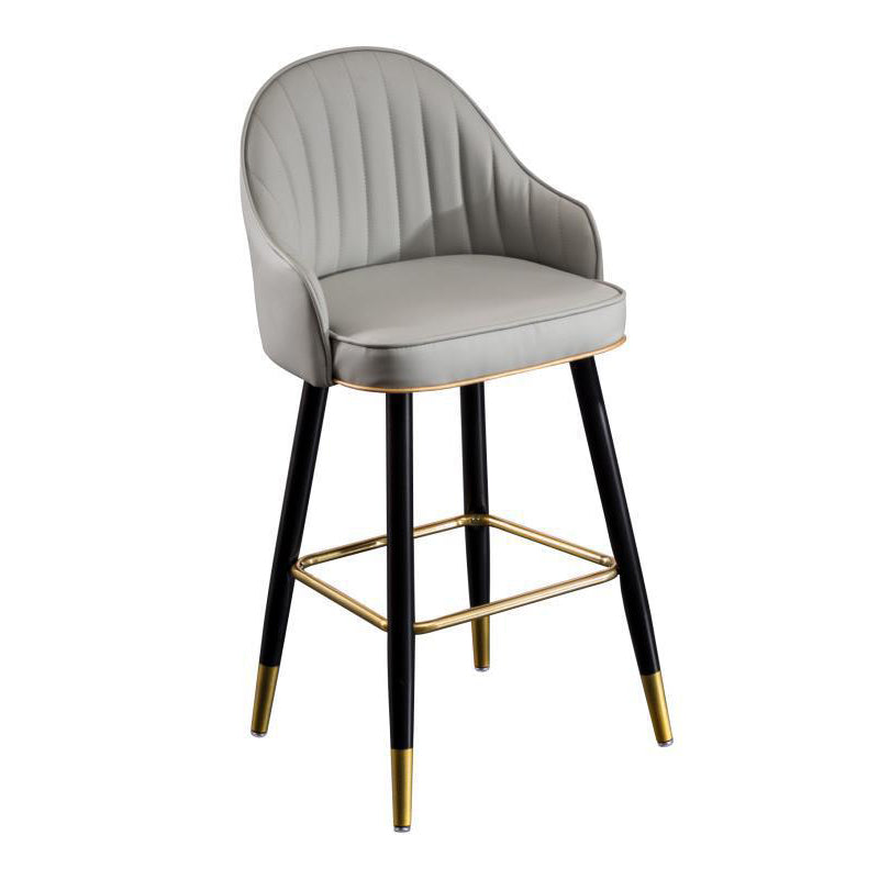 Scandinavian Living Room Armed Stool Matte Finish Leather Barstool Light Gray 1 Piece Clearhalo 'Bar Furniture' 'Bar Stools' 'bar_stools' 'furn' 'furn_bar_stools' 'Furniture' 'furniture_bar_stools' 'Kitchen & Dining Furniture' 4875294