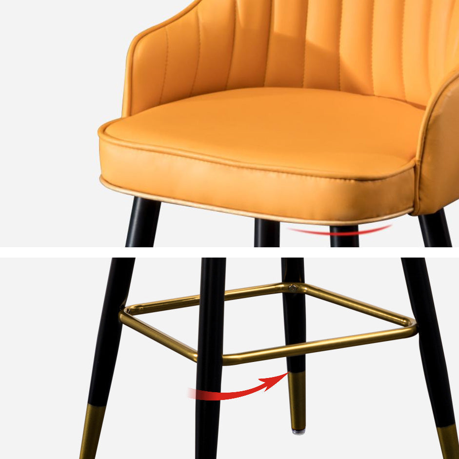 Scandinavian Living Room Armed Stool Matte Finish Leather Barstool Clearhalo 'Bar Furniture' 'Bar Stools' 'bar_stools' 'furn' 'furn_bar_stools' 'Furniture' 'furniture_bar_stools' 'Kitchen & Dining Furniture' 4875295