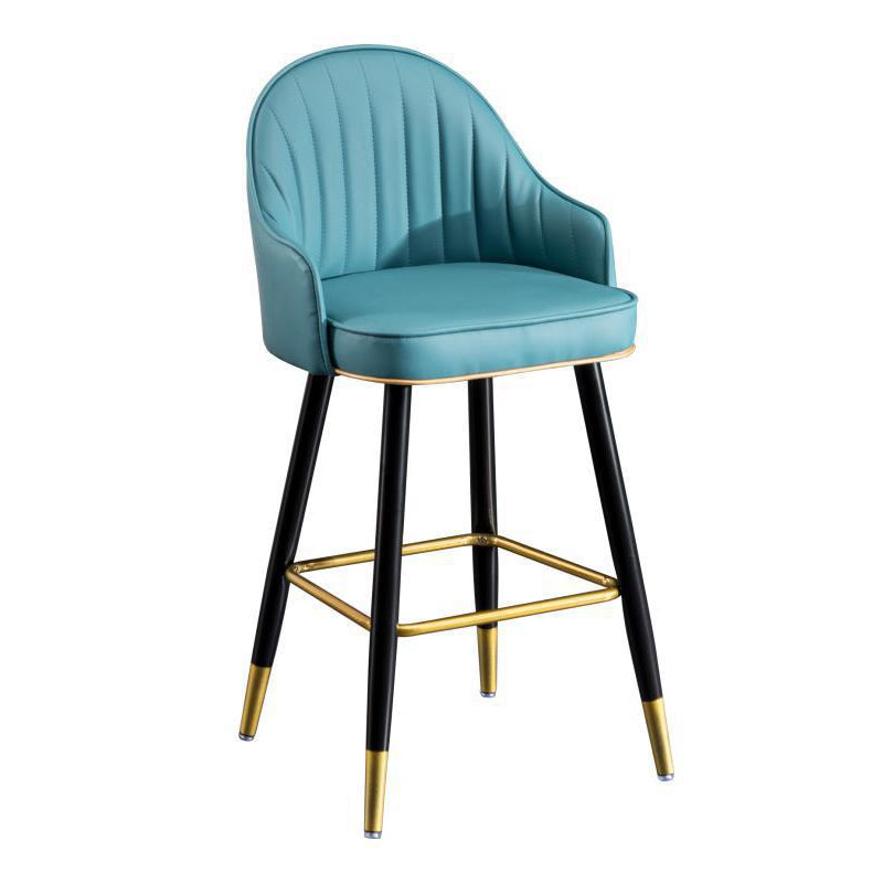 Scandinavian Living Room Armed Stool Matte Finish Leather Barstool Light Blue 1 Piece Clearhalo 'Bar Furniture' 'Bar Stools' 'bar_stools' 'furn' 'furn_bar_stools' 'Furniture' 'furniture_bar_stools' 'Kitchen & Dining Furniture' 4875296