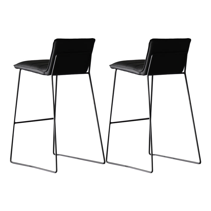 Modern Low Back Restaurant Stool Matte Finish Leather Barstool Black 2 Piece Set Clearhalo 'Bar Furniture' 'Bar Stools' 'bar_stools' 'furn' 'furn_bar_stools' 'Furniture' 'furniture_bar_stools' 'Kitchen & Dining Furniture' 4875301