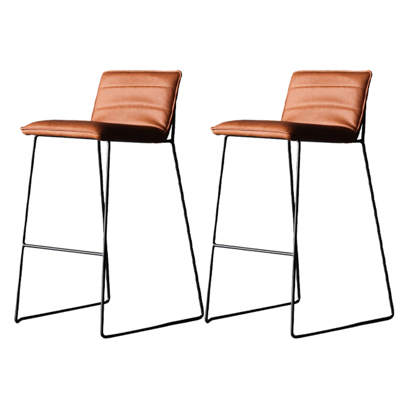 Modern Low Back Restaurant Stool Matte Finish Leather Barstool Orange 2 Piece Set Clearhalo 'Bar Furniture' 'Bar Stools' 'bar_stools' 'furn' 'furn_bar_stools' 'Furniture' 'furniture_bar_stools' 'Kitchen & Dining Furniture' 4875308