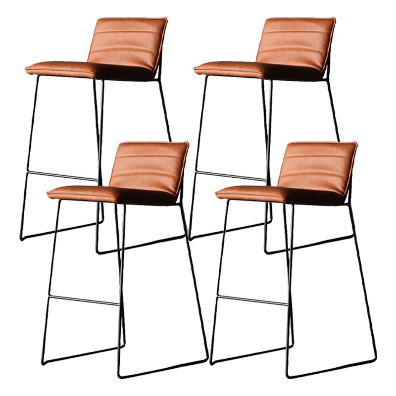 Modern Low Back Restaurant Stool Matte Finish Leather Barstool Orange 4 Piece Set Clearhalo 'Bar Furniture' 'Bar Stools' 'bar_stools' 'furn' 'furn_bar_stools' 'Furniture' 'furniture_bar_stools' 'Kitchen & Dining Furniture' 4875310