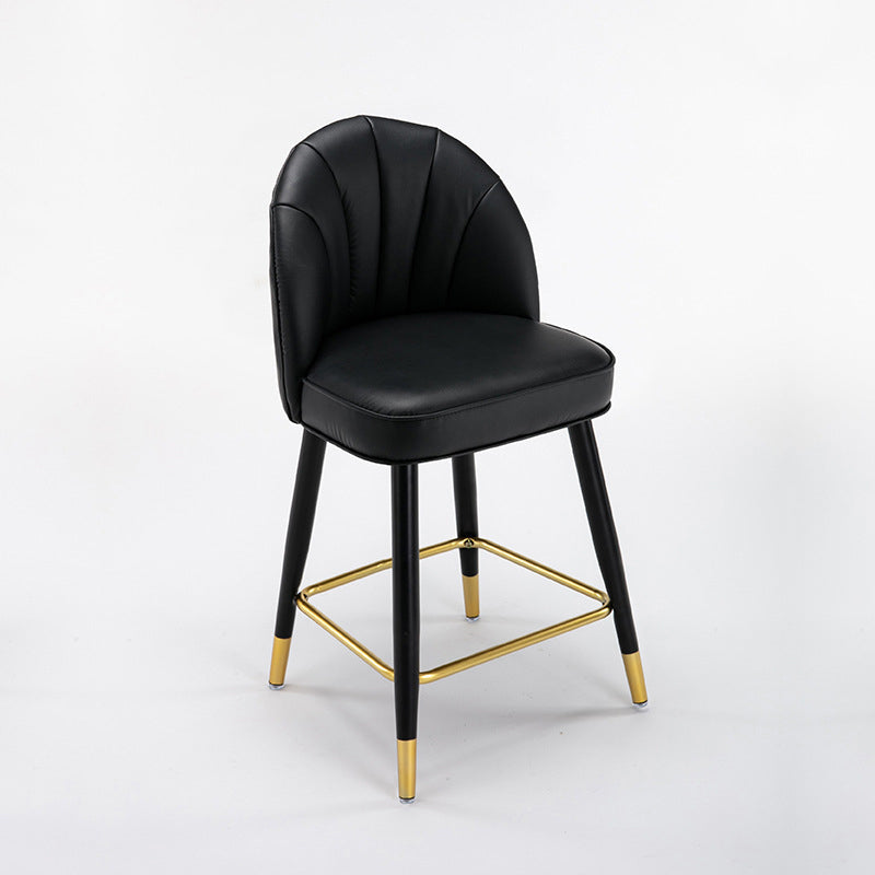 Scandinavian Footrest Living Room Stool Matte Finish Upholstered Barstool Black 1 Piece Short Stool(22"H) Clearhalo 'Bar Furniture' 'Bar Stools' 'bar_stools' 'furn' 'furn_bar_stools' 'Furniture' 'furniture_bar_stools' 'Kitchen & Dining Furniture' 4875345