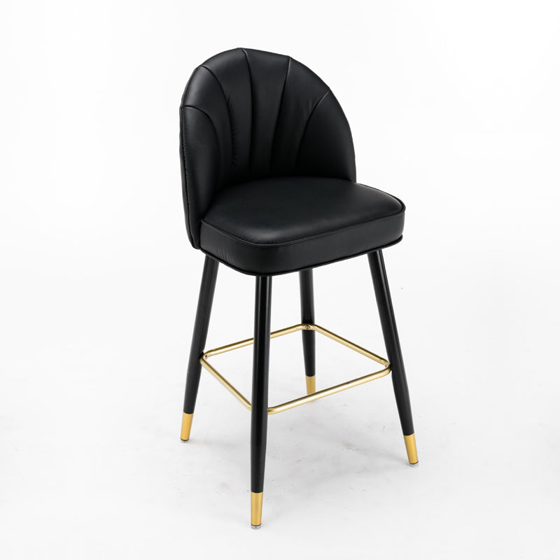 Scandinavian Footrest Living Room Stool Matte Finish Upholstered Barstool Black 1 Piece Clearhalo 'Bar Furniture' 'Bar Stools' 'bar_stools' 'furn' 'furn_bar_stools' 'Furniture' 'furniture_bar_stools' 'Kitchen & Dining Furniture' 4875346
