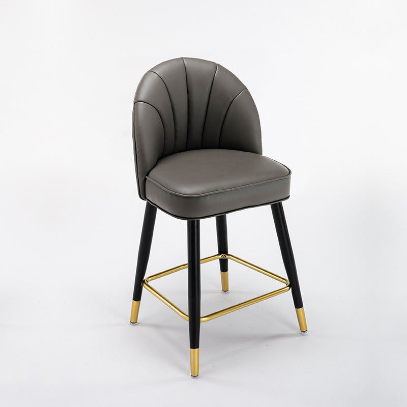 Scandinavian Footrest Living Room Stool Matte Finish Upholstered Barstool Grey 1 Piece Short Stool(22"H) Clearhalo 'Bar Furniture' 'Bar Stools' 'bar_stools' 'furn' 'furn_bar_stools' 'Furniture' 'furniture_bar_stools' 'Kitchen & Dining Furniture' 4875348