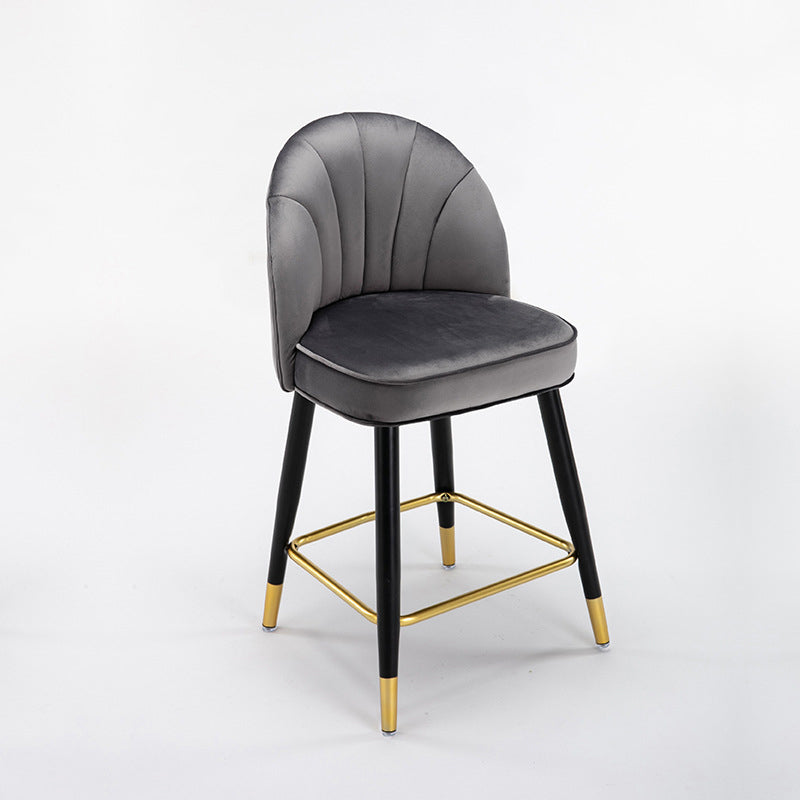 Scandinavian Footrest Living Room Stool Matte Finish Upholstered Barstool Dark Gray 1 Piece Short Stool(22"H) Clearhalo 'Bar Furniture' 'Bar Stools' 'bar_stools' 'furn' 'furn_bar_stools' 'Furniture' 'furniture_bar_stools' 'Kitchen & Dining Furniture' 4875353