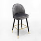 Scandinavian Footrest Living Room Stool Matte Finish Upholstered Barstool Dark Gray 1 Piece Counter Stool(26"H) Clearhalo 'Bar Furniture' 'Bar Stools' 'bar_stools' 'furn' 'furn_bar_stools' 'Furniture' 'furniture_bar_stools' 'Kitchen & Dining Furniture' 4875355