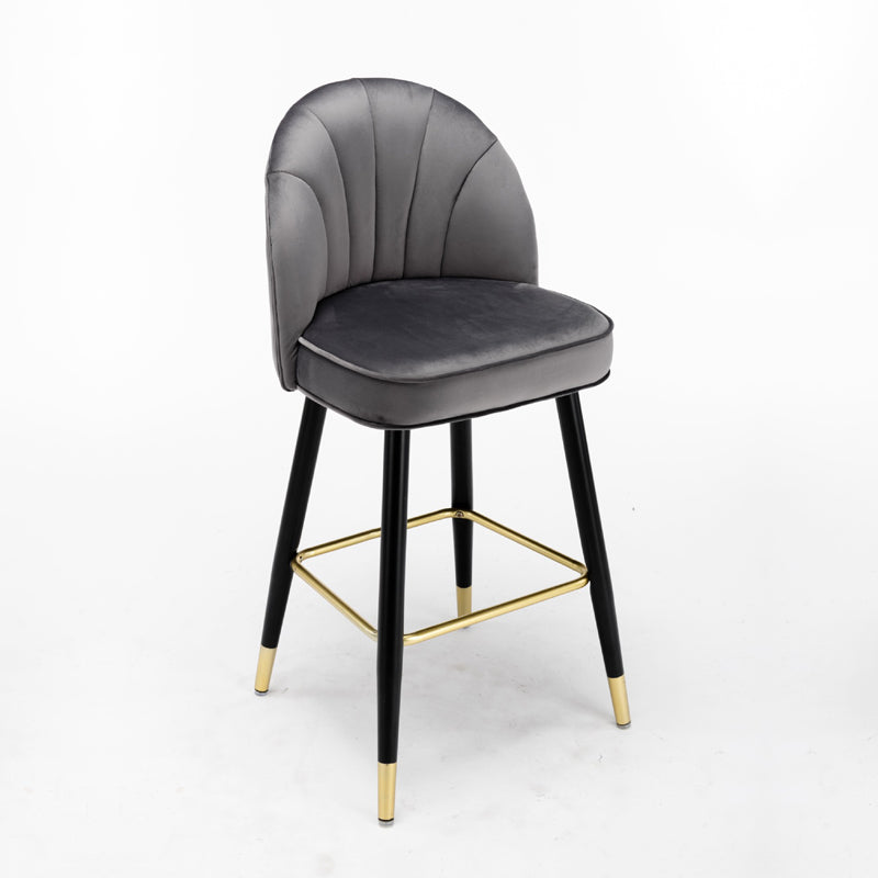 Scandinavian Footrest Living Room Stool Matte Finish Upholstered Barstool Dark Gray 1 Piece Counter Stool(26"H) Clearhalo 'Bar Furniture' 'Bar Stools' 'bar_stools' 'furn' 'furn_bar_stools' 'Furniture' 'furniture_bar_stools' 'Kitchen & Dining Furniture' 4875355