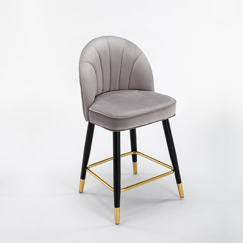 Scandinavian Footrest Living Room Stool Matte Finish Upholstered Barstool Light Gray 1 Piece Short Stool(22"H) Clearhalo 'Bar Furniture' 'Bar Stools' 'bar_stools' 'furn' 'furn_bar_stools' 'Furniture' 'furniture_bar_stools' 'Kitchen & Dining Furniture' 4875357