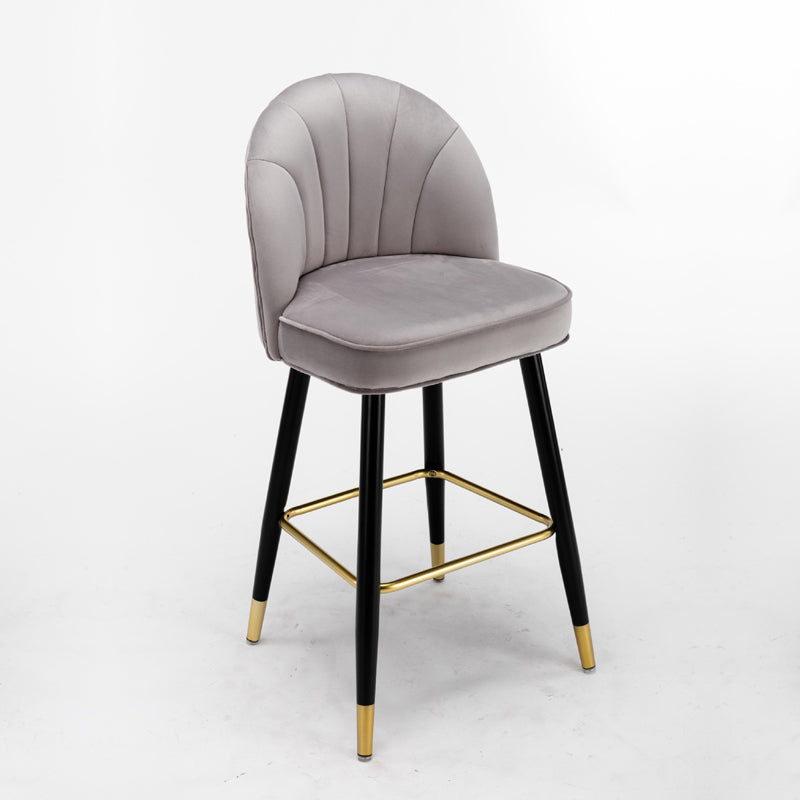 Scandinavian Footrest Living Room Stool Matte Finish Upholstered Barstool Light Gray 1 Piece Clearhalo 'Bar Furniture' 'Bar Stools' 'bar_stools' 'furn' 'furn_bar_stools' 'Furniture' 'furniture_bar_stools' 'Kitchen & Dining Furniture' 4875359