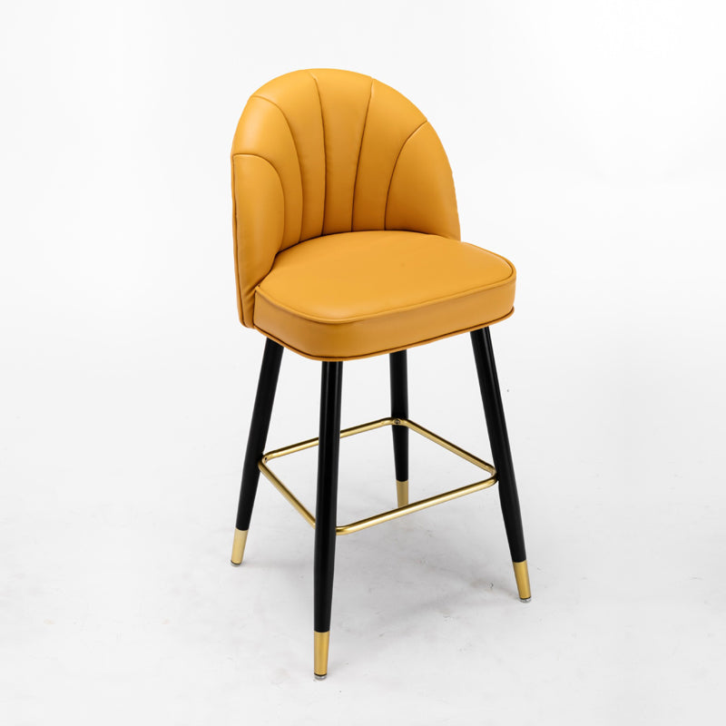 Scandinavian Footrest Living Room Stool Matte Finish Upholstered Barstool Orange 1 Piece Clearhalo 'Bar Furniture' 'Bar Stools' 'bar_stools' 'furn' 'furn_bar_stools' 'Furniture' 'furniture_bar_stools' 'Kitchen & Dining Furniture' 4875363