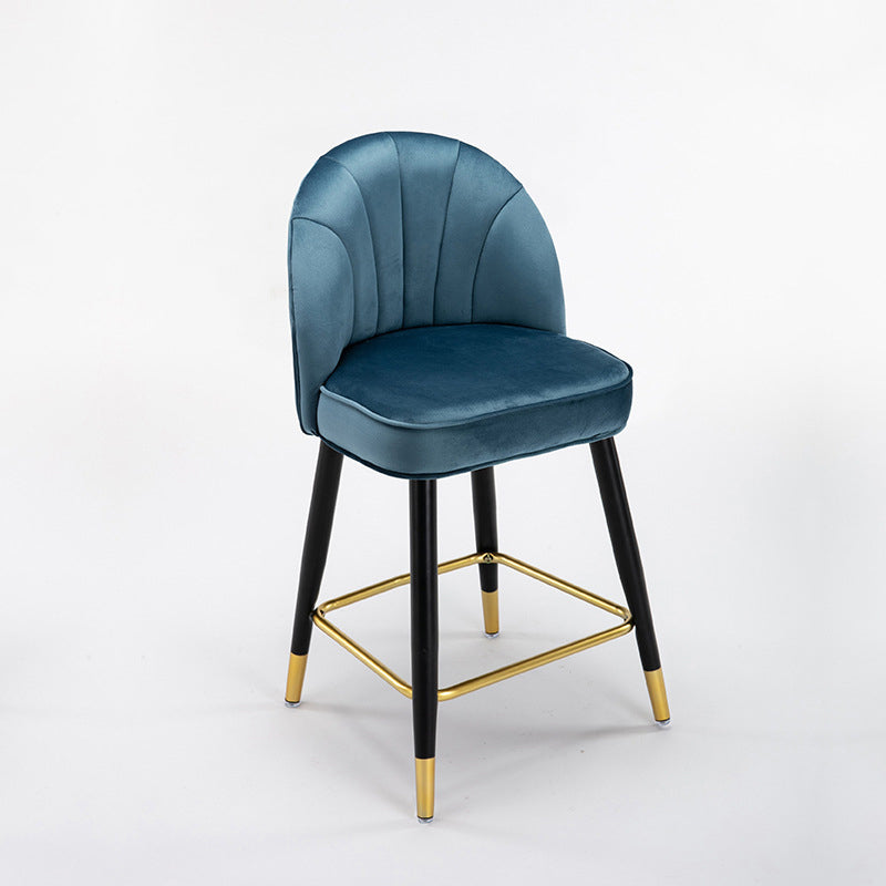 Scandinavian Footrest Living Room Stool Matte Finish Upholstered Barstool Royal Blue 1 Piece Short Stool(22"H) Clearhalo 'Bar Furniture' 'Bar Stools' 'bar_stools' 'furn' 'furn_bar_stools' 'Furniture' 'furniture_bar_stools' 'Kitchen & Dining Furniture' 4875365