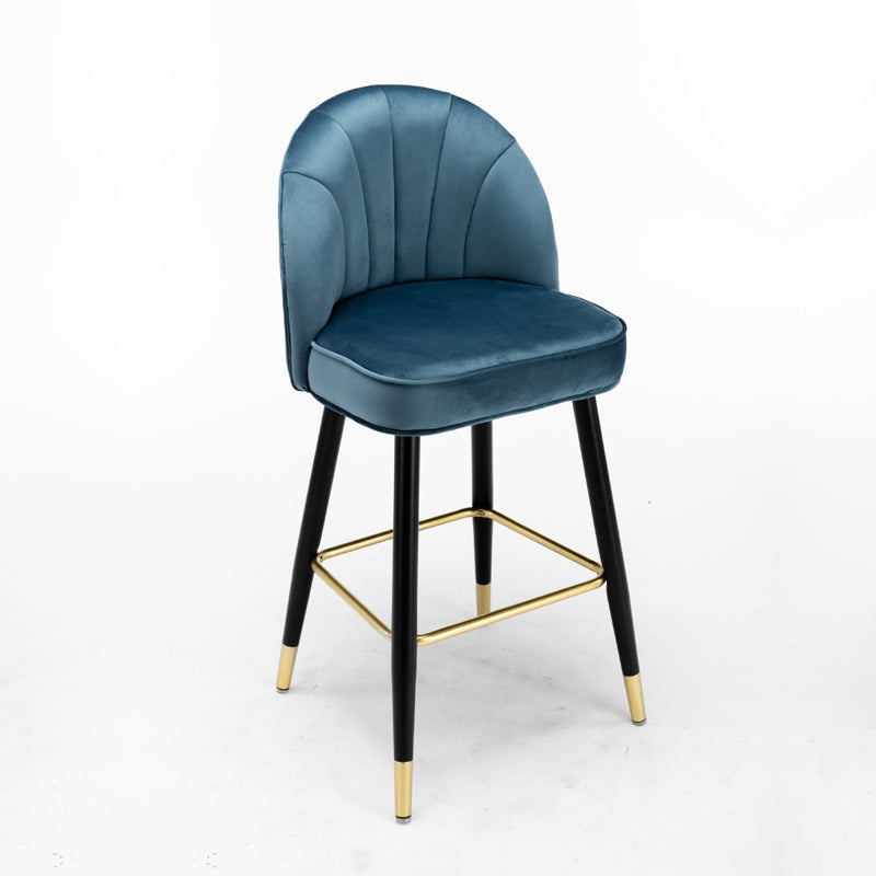 Scandinavian Footrest Living Room Stool Matte Finish Upholstered Barstool Royal Blue 1 Piece Clearhalo 'Bar Furniture' 'Bar Stools' 'bar_stools' 'furn' 'furn_bar_stools' 'Furniture' 'furniture_bar_stools' 'Kitchen & Dining Furniture' 4875366