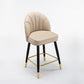 Scandinavian Footrest Living Room Stool Matte Finish Upholstered Barstool Light Khaki 1 Piece Short Stool(22"H) Clearhalo 'Bar Furniture' 'Bar Stools' 'bar_stools' 'furn' 'furn_bar_stools' 'Furniture' 'furniture_bar_stools' 'Kitchen & Dining Furniture' 4875368
