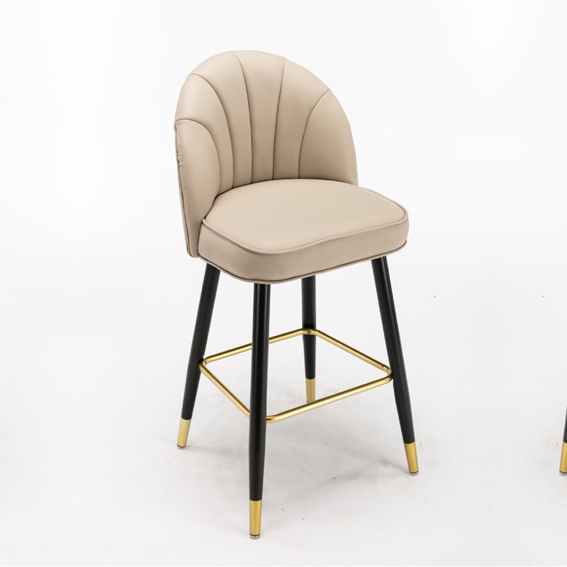 Scandinavian Footrest Living Room Stool Matte Finish Upholstered Barstool Light Khaki 1 Piece Clearhalo 'Bar Furniture' 'Bar Stools' 'bar_stools' 'furn' 'furn_bar_stools' 'Furniture' 'furniture_bar_stools' 'Kitchen & Dining Furniture' 4875370