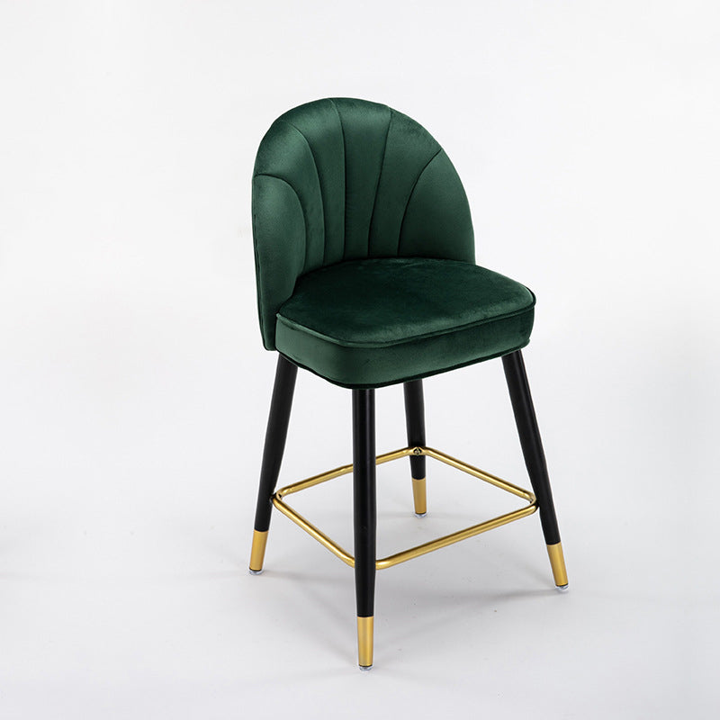 Scandinavian Footrest Living Room Stool Matte Finish Upholstered Barstool Blackish Green 1 Piece Short Stool(22"H) Clearhalo 'Bar Furniture' 'Bar Stools' 'bar_stools' 'furn' 'furn_bar_stools' 'Furniture' 'furniture_bar_stools' 'Kitchen & Dining Furniture' 4875371
