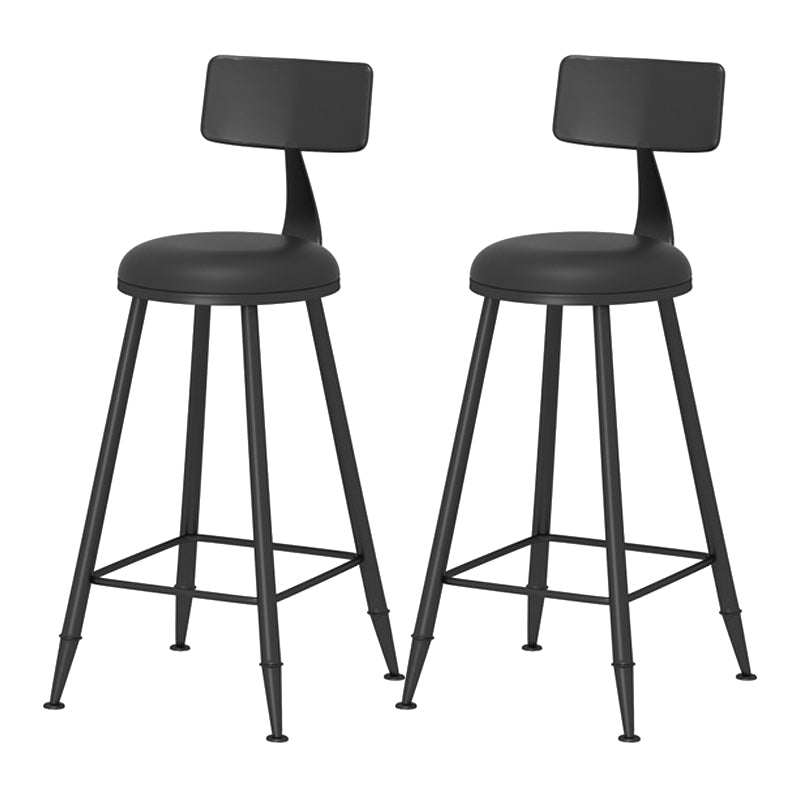 Scandinavian Matte Finish Iron Bar Stool Coffee Shop Footrest Stool Black 2 Piece Set Counter Stool(26"H) Clearhalo 'Bar Furniture' 'Bar Stools' 'bar_stools' 'furn' 'furn_bar_stools' 'Furniture' 'furniture_bar_stools' 'Kitchen & Dining Furniture' 4875378