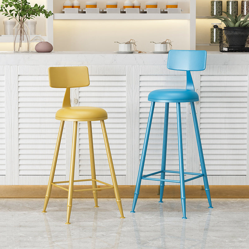 Scandinavian Matte Finish Iron Bar Stool Coffee Shop Footrest Stool Clearhalo 'Bar Furniture' 'Bar Stools' 'bar_stools' 'furn' 'furn_bar_stools' 'Furniture' 'furniture_bar_stools' 'Kitchen & Dining Furniture' 4875379