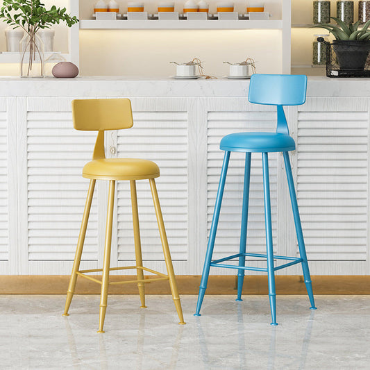 Scandinavian Matte Finish Iron Bar Stool Coffee Shop Footrest Stool Clearhalo 'Bar Furniture' 'Bar Stools' 'bar_stools' 'furn' 'furn_bar_stools' 'Furniture' 'furniture_bar_stools' 'Kitchen & Dining Furniture' 4875379