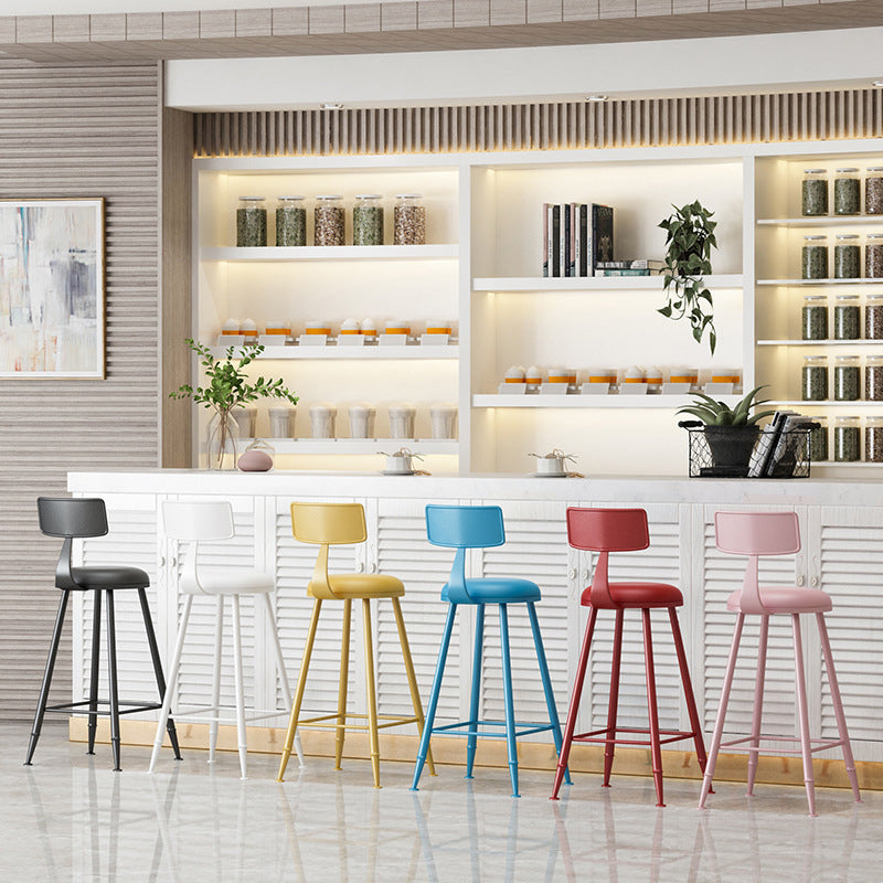 Scandinavian Matte Finish Iron Bar Stool Coffee Shop Footrest Stool Clearhalo 'Bar Furniture' 'Bar Stools' 'bar_stools' 'furn' 'furn_bar_stools' 'Furniture' 'furniture_bar_stools' 'Kitchen & Dining Furniture' 4875381