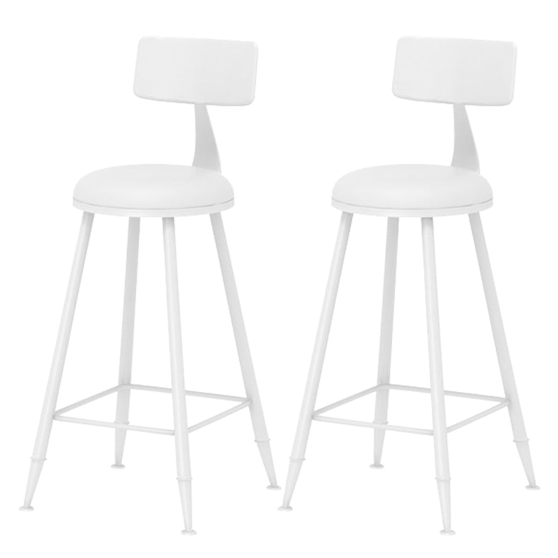 Scandinavian Matte Finish Iron Bar Stool Coffee Shop Footrest Stool White 2 Piece Set Counter Stool(26"H) Clearhalo 'Bar Furniture' 'Bar Stools' 'bar_stools' 'furn' 'furn_bar_stools' 'Furniture' 'furniture_bar_stools' 'Kitchen & Dining Furniture' 4875391