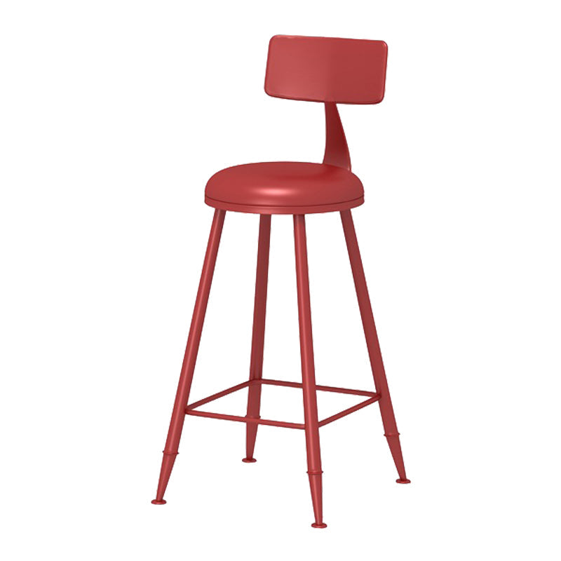 Scandinavian Matte Finish Iron Bar Stool Coffee Shop Footrest Stool Red 1 Piece Counter Stool(26"H) Clearhalo 'Bar Furniture' 'Bar Stools' 'bar_stools' 'furn' 'furn_bar_stools' 'Furniture' 'furniture_bar_stools' 'Kitchen & Dining Furniture' 4875397