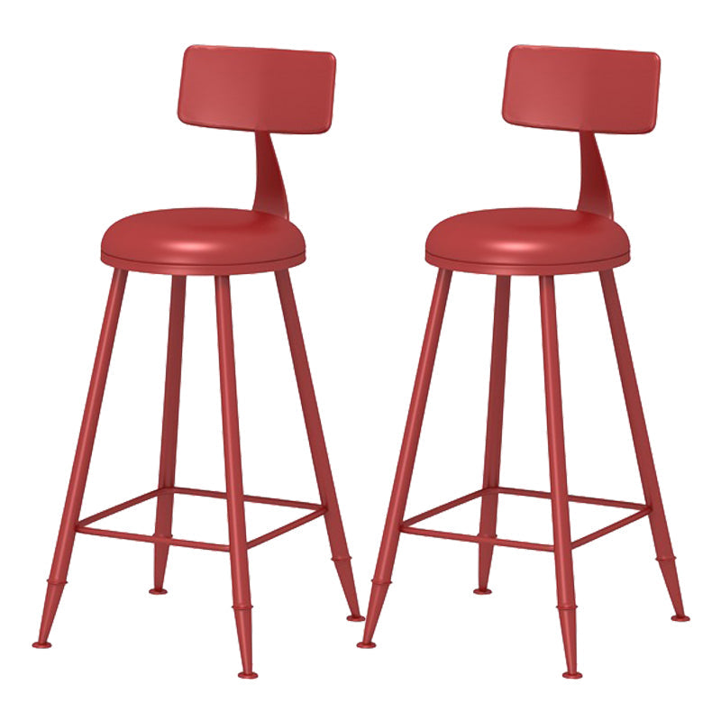 Scandinavian Matte Finish Iron Bar Stool Coffee Shop Footrest Stool Red 2 Piece Set Counter Stool(26"H) Clearhalo 'Bar Furniture' 'Bar Stools' 'bar_stools' 'furn' 'furn_bar_stools' 'Furniture' 'furniture_bar_stools' 'Kitchen & Dining Furniture' 4875398