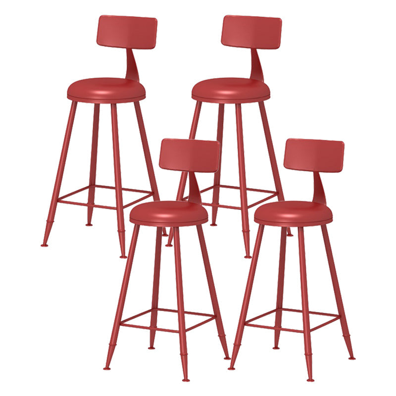 Scandinavian Matte Finish Iron Bar Stool Coffee Shop Footrest Stool Red 4 Piece Set Counter Stool(26"H) Clearhalo 'Bar Furniture' 'Bar Stools' 'bar_stools' 'furn' 'furn_bar_stools' 'Furniture' 'furniture_bar_stools' 'Kitchen & Dining Furniture' 4875399