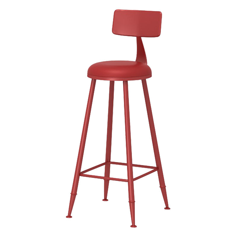 Scandinavian Matte Finish Iron Bar Stool Coffee Shop Footrest Stool Red 1 Piece Bar Stool(30"H) Clearhalo 'Bar Furniture' 'Bar Stools' 'bar_stools' 'furn' 'furn_bar_stools' 'Furniture' 'furniture_bar_stools' 'Kitchen & Dining Furniture' 4875400