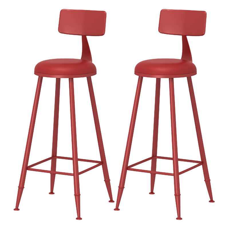 Scandinavian Matte Finish Iron Bar Stool Coffee Shop Footrest Stool Red 2 Piece Set Bar Stool(30"H) Clearhalo 'Bar Furniture' 'Bar Stools' 'bar_stools' 'furn' 'furn_bar_stools' 'Furniture' 'furniture_bar_stools' 'Kitchen & Dining Furniture' 4875401