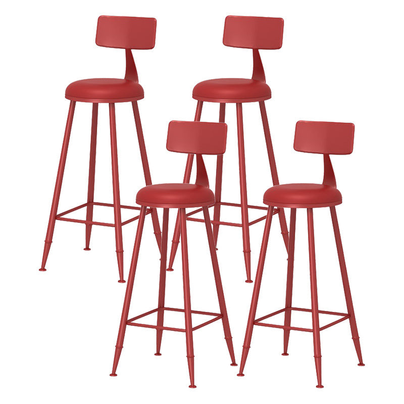 Scandinavian Matte Finish Iron Bar Stool Coffee Shop Footrest Stool Red 4 Piece Set Bar Stool(30"H) Clearhalo 'Bar Furniture' 'Bar Stools' 'bar_stools' 'furn' 'furn_bar_stools' 'Furniture' 'furniture_bar_stools' 'Kitchen & Dining Furniture' 4875402