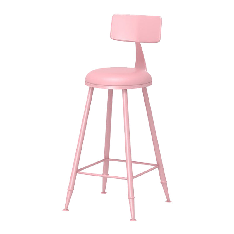 Scandinavian Matte Finish Iron Bar Stool Coffee Shop Footrest Stool Pink 1 Piece Counter Stool(26"H) Clearhalo 'Bar Furniture' 'Bar Stools' 'bar_stools' 'furn' 'furn_bar_stools' 'Furniture' 'furniture_bar_stools' 'Kitchen & Dining Furniture' 4875403