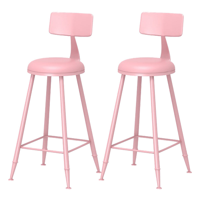 Scandinavian Matte Finish Iron Bar Stool Coffee Shop Footrest Stool Pink 2 Piece Set Counter Stool(26"H) Clearhalo 'Bar Furniture' 'Bar Stools' 'bar_stools' 'furn' 'furn_bar_stools' 'Furniture' 'furniture_bar_stools' 'Kitchen & Dining Furniture' 4875404