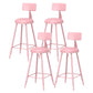 Scandinavian Matte Finish Iron Bar Stool Coffee Shop Footrest Stool Pink 4 Piece Set Counter Stool(26"H) Clearhalo 'Bar Furniture' 'Bar Stools' 'bar_stools' 'furn' 'furn_bar_stools' 'Furniture' 'furniture_bar_stools' 'Kitchen & Dining Furniture' 4875405