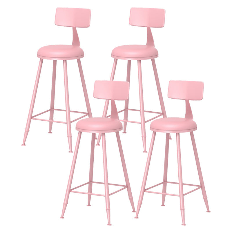 Scandinavian Matte Finish Iron Bar Stool Coffee Shop Footrest Stool Pink 4 Piece Set Counter Stool(26"H) Clearhalo 'Bar Furniture' 'Bar Stools' 'bar_stools' 'furn' 'furn_bar_stools' 'Furniture' 'furniture_bar_stools' 'Kitchen & Dining Furniture' 4875405