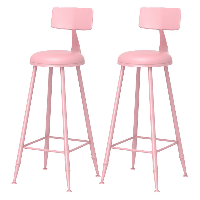 Scandinavian Matte Finish Iron Bar Stool Coffee Shop Footrest Stool Pink 2 Piece Set Bar Stool(30"H) Clearhalo 'Bar Furniture' 'Bar Stools' 'bar_stools' 'furn' 'furn_bar_stools' 'Furniture' 'furniture_bar_stools' 'Kitchen & Dining Furniture' 4875407