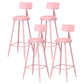 Scandinavian Matte Finish Iron Bar Stool Coffee Shop Footrest Stool Pink 4 Piece Set Bar Stool(30"H) Clearhalo 'Bar Furniture' 'Bar Stools' 'bar_stools' 'furn' 'furn_bar_stools' 'Furniture' 'furniture_bar_stools' 'Kitchen & Dining Furniture' 4875408