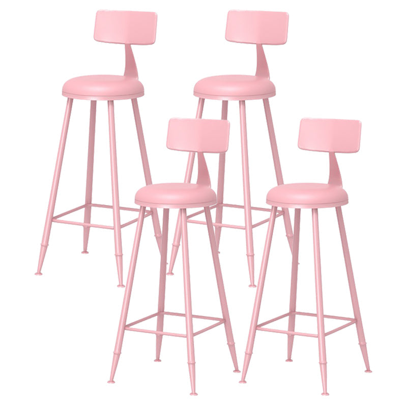 Scandinavian Matte Finish Iron Bar Stool Coffee Shop Footrest Stool Pink 4 Piece Set Bar Stool(30"H) Clearhalo 'Bar Furniture' 'Bar Stools' 'bar_stools' 'furn' 'furn_bar_stools' 'Furniture' 'furniture_bar_stools' 'Kitchen & Dining Furniture' 4875408