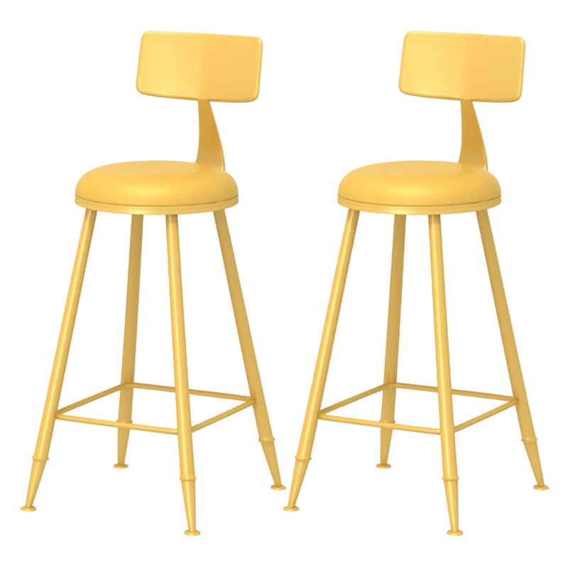 Scandinavian Matte Finish Iron Bar Stool Coffee Shop Footrest Stool Yellow 2 Piece Set Counter Stool(26"H) Clearhalo 'Bar Furniture' 'Bar Stools' 'bar_stools' 'furn' 'furn_bar_stools' 'Furniture' 'furniture_bar_stools' 'Kitchen & Dining Furniture' 4875410